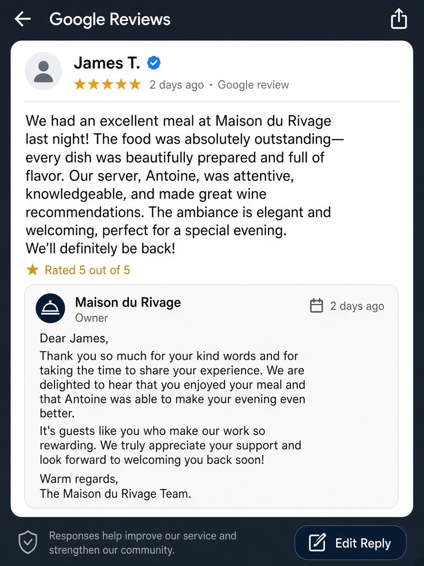 Answer new Google reviews