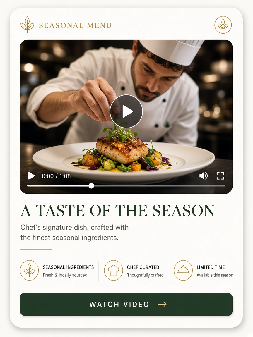 Promo for the new seasonal menu
